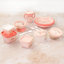 Plasutil  11-piece BPA-Free Baby Feeding Set | Includes Training Cup, Warm Plate with Suction, Bowl & Lid, Dispenser, Baby Snack Containers, Spoons and more (Rainbow - Pink)