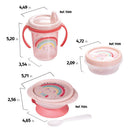 Plasutil  11-piece BPA-Free Baby Feeding Set | Includes Training Cup, Warm Plate with Suction, Bowl & Lid, Dispenser, Baby Snack Containers, Spoons and more (Rainbow - Pink)